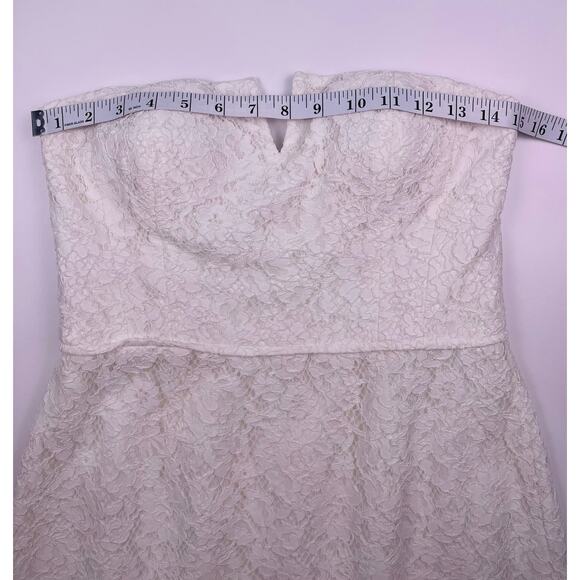 Donna Morgan Collection White Strapless Lace Sweetheart Mini Dress Size 6 - Picture 9 of 14
